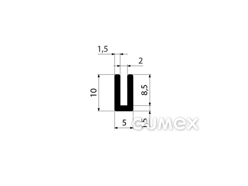 Silikonový profil tvaru "U", 10x5/2mm, 60°ShA, -60°C/+180°C, černý